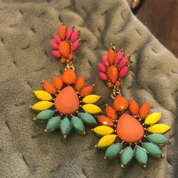 Opaque Bold Color Saturated Orange,Pink, Yellow & Turquoise Earrings-NWT - Picture 2 of 4